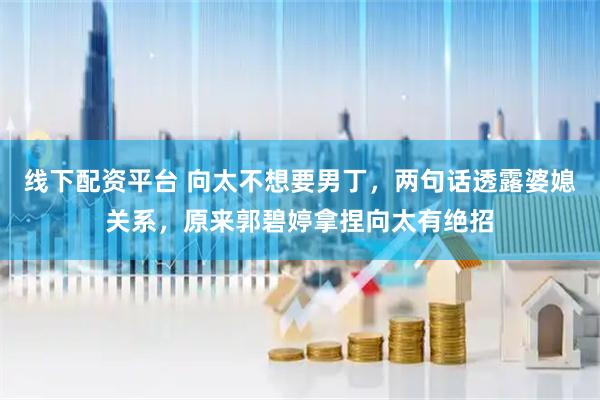 线下配资平台 向太不想要男丁，两句话透露婆媳关系，原来郭碧婷拿捏向太有绝招